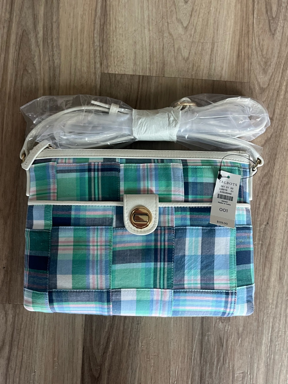 NWT Talbots Plaid Patchwork Crossbody Bag